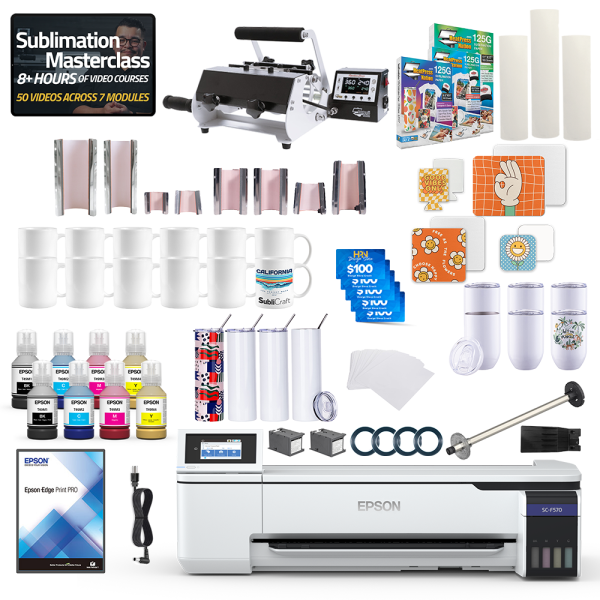 Epson SureColor F570 24  Pro Sublimation Printer 8-in-1 Mug Press Bundle For Cheap